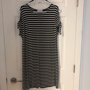 Calvin Klein Blk/Wh Striped Dress w/chrome arm details